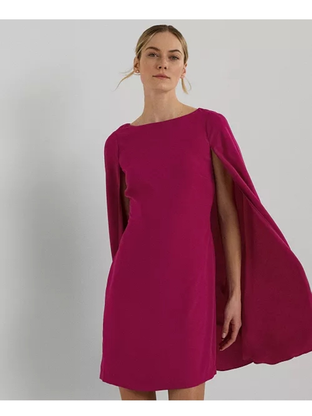 Lauren Ralph Lauren Fuchsia Cape-Sleeve Mini Dress
